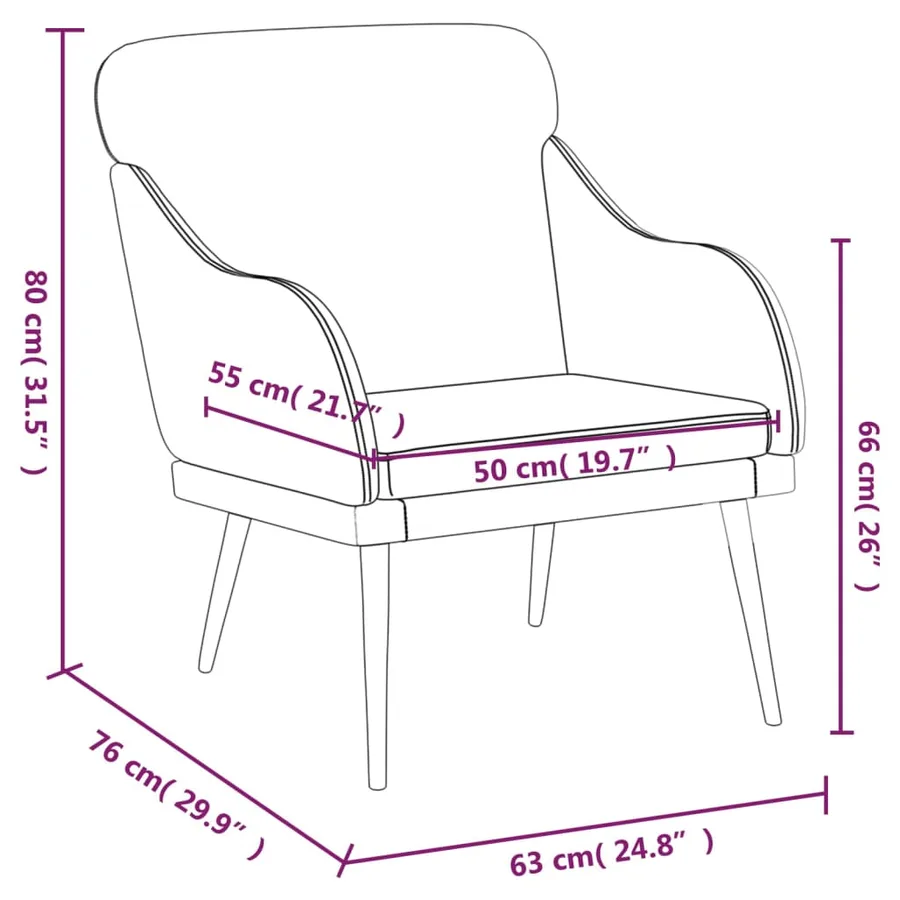 Fauteuil Noir 63x76x80 cm Similicuir - 8