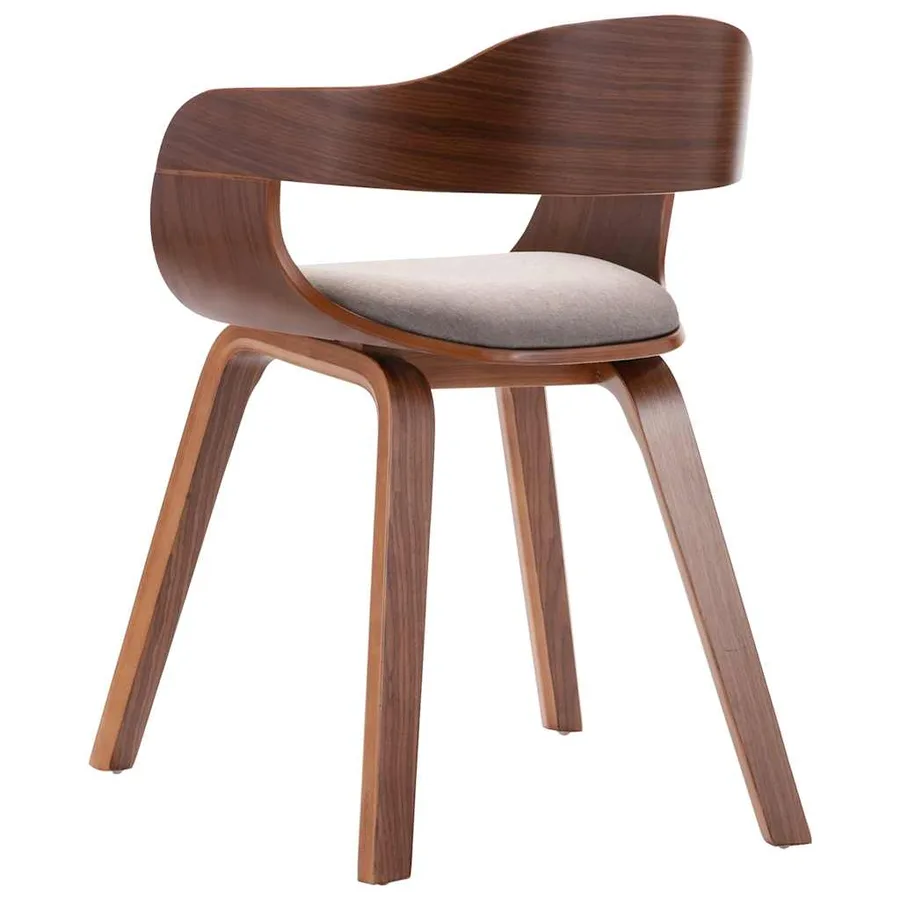 Chaise de salle à manger Taupe Bois courbé et tissu - 4