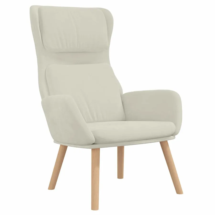 Chaise de relaxation Blanc crème Velours - 2