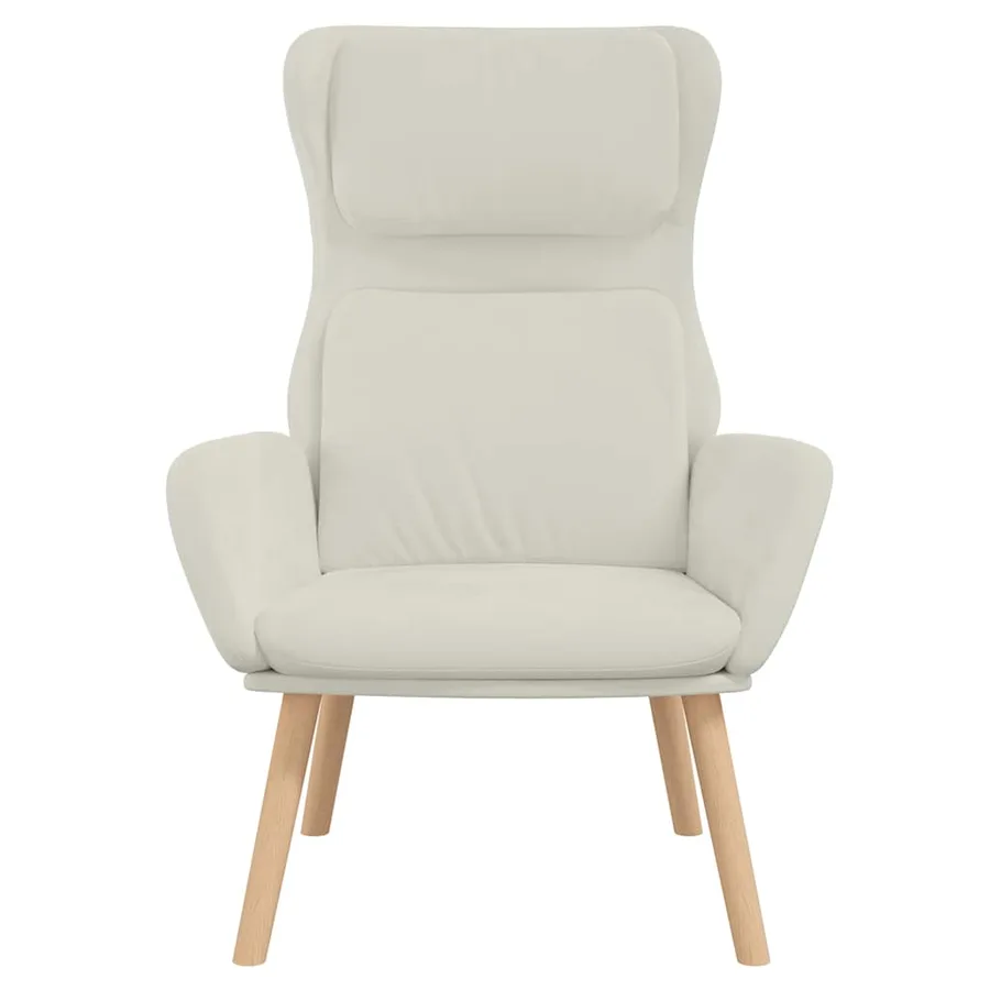 Chaise de relaxation Blanc crème Velours - 3