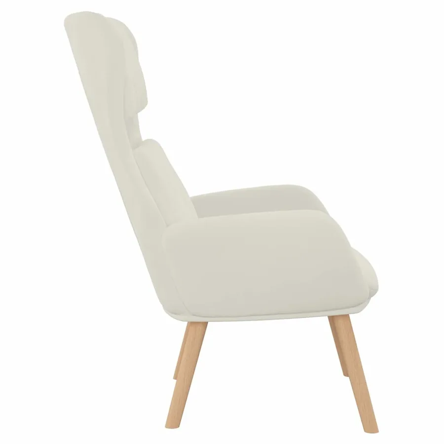 Chaise de relaxation Blanc crème Velours - 4