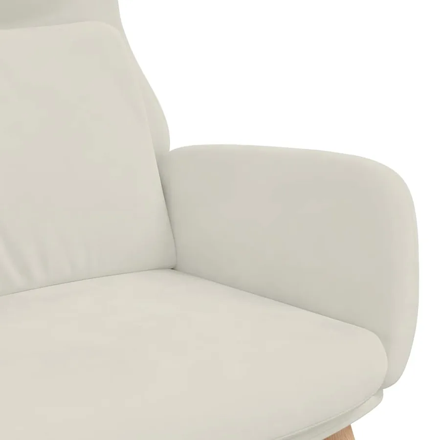 Chaise de relaxation Blanc crème Velours - 6