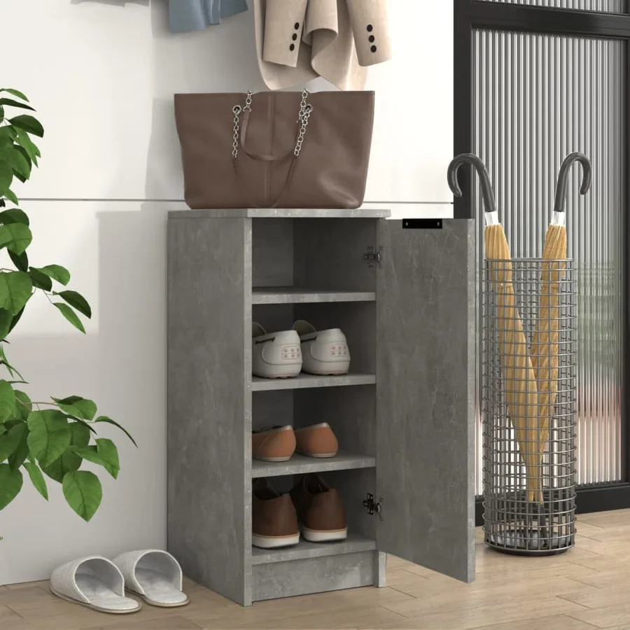 Armoire à chaussures Gris béton 30x35x70 cm Bois d'ingénierie - 3