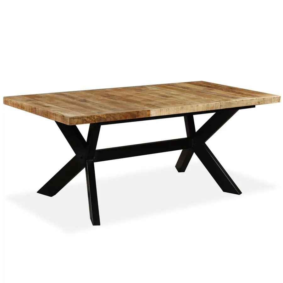 Table à manger Bois de manguier massif et croix en acier 180 cm - 12