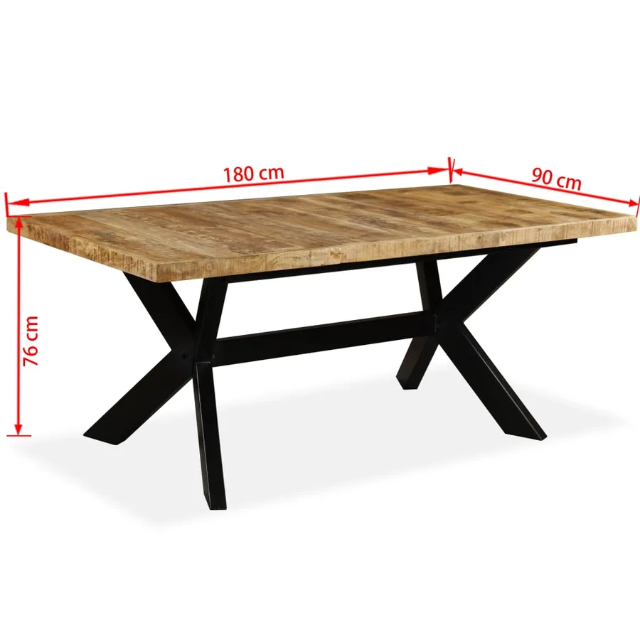 Table à manger Bois de manguier massif et croix en acier 180 cm - 16
