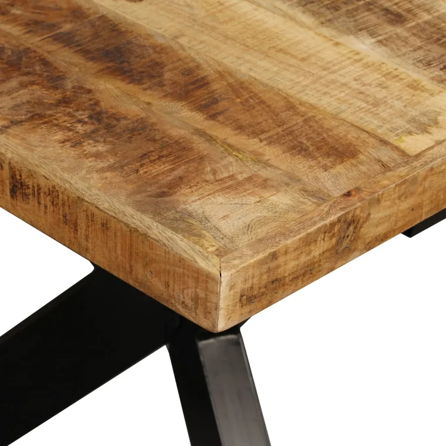 Table à manger Bois de manguier massif et croix en acier 180 cm - 8