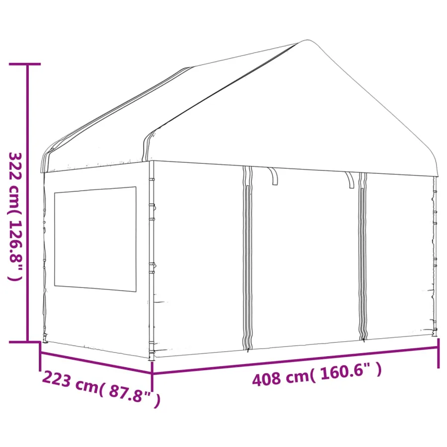 Belvédère avec toit blanc 4,46x4,08x3,22 m polyéthylène - 8
