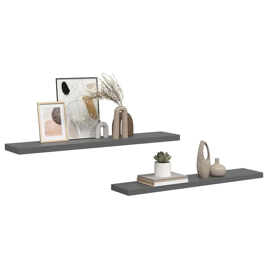 Étagères murales flottantes 2 pcs gris brillant 120x23,5x3,8 cm - 5