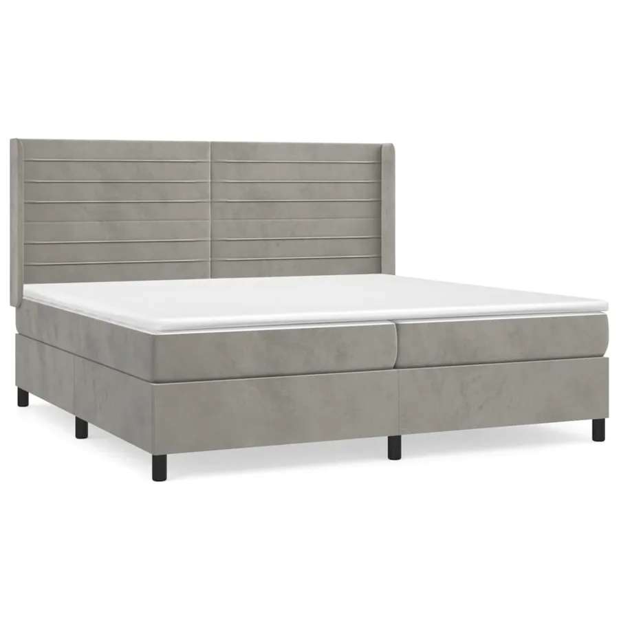 Sommier à lattes de lit et matelas Gris clair 200x200cm Velours - 2