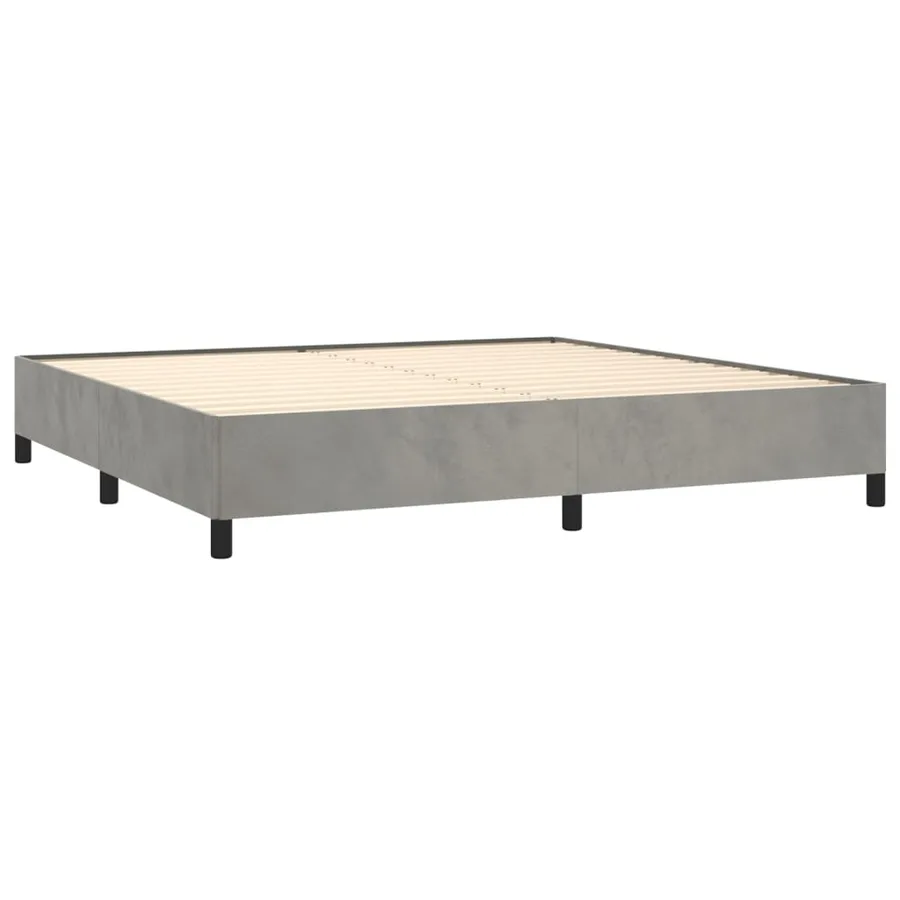 Sommier à lattes de lit et matelas Gris clair 200x200cm Velours - 4