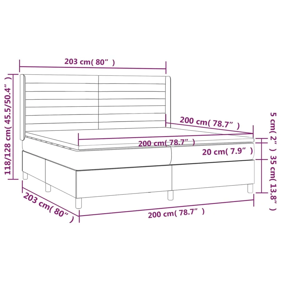 Sommier à lattes de lit et matelas Gris clair 200x200cm Velours - 7