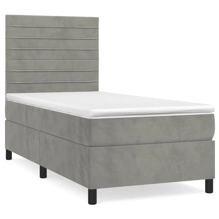 Sommier à lattes de lit et matelas Gris clair 100x200cm Velours - 2