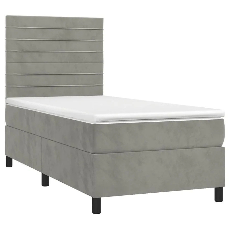Sommier à lattes de lit et matelas Gris clair 100x200cm Velours - 3
