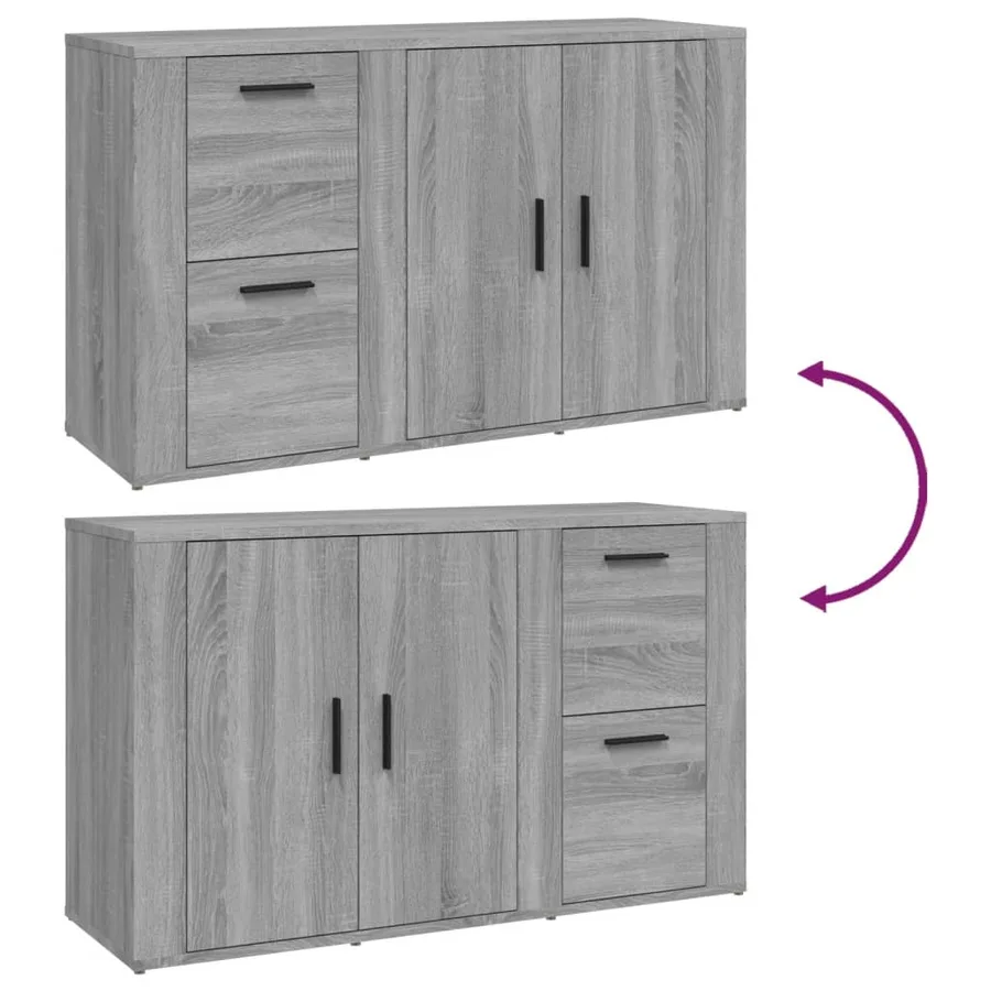 Buffet Sonoma gris 100x33x59,5 cm Bois d'ingénierie - 9