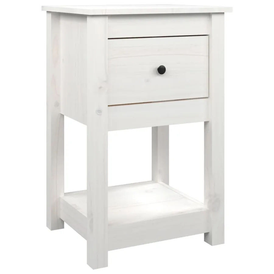 Table de chevet Blanc 40x35x61,5 cm Bois de pin massif - 2