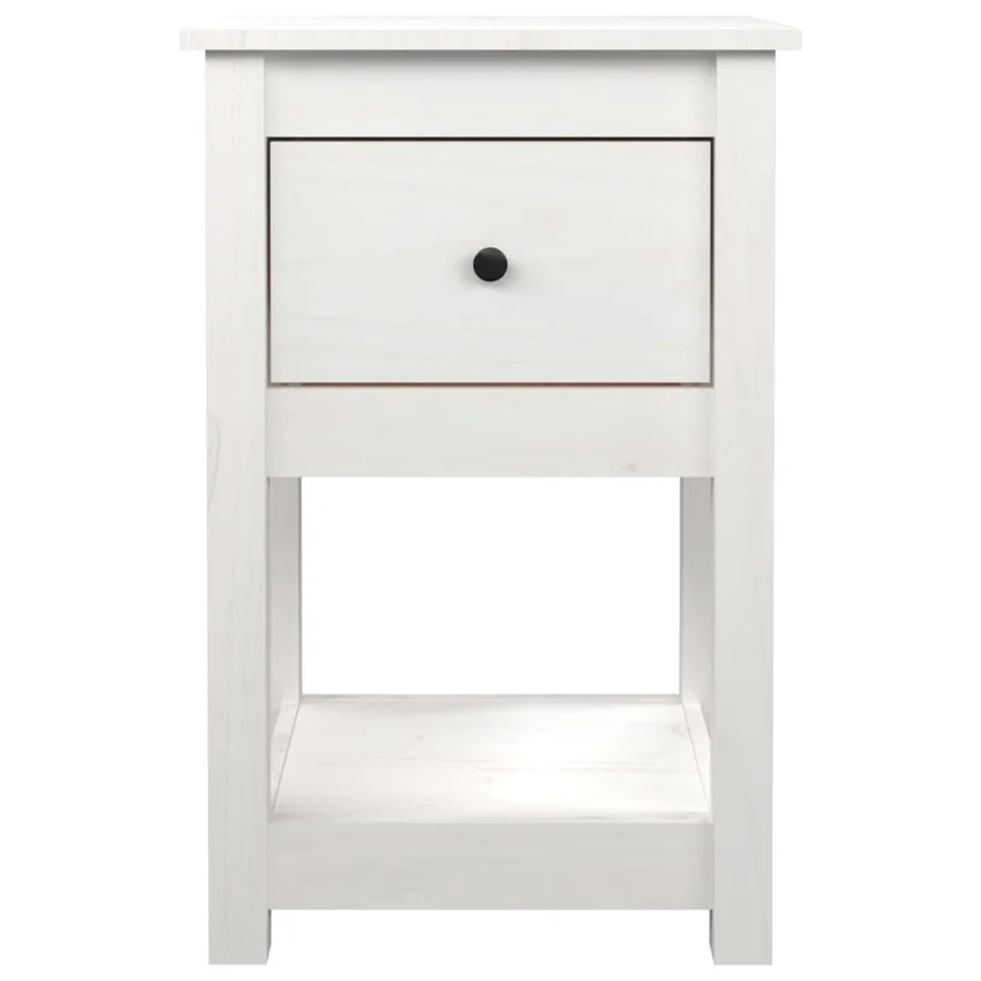 Table de chevet Blanc 40x35x61,5 cm Bois de pin massif - 5