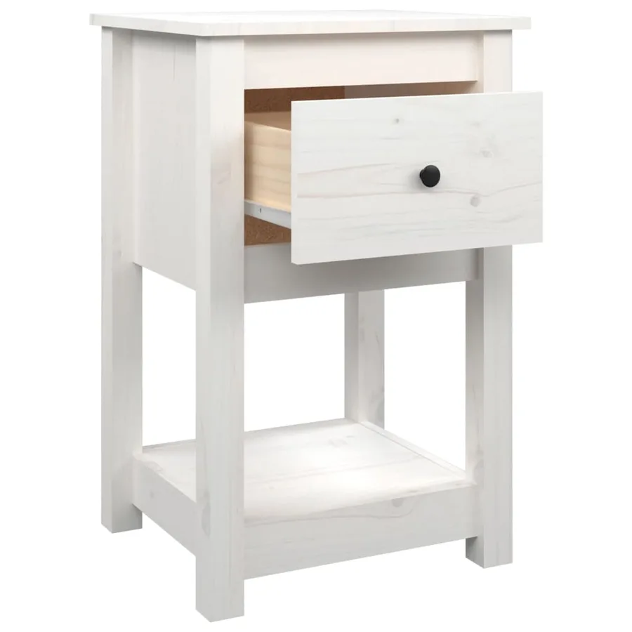 Table de chevet Blanc 40x35x61,5 cm Bois de pin massif - 7