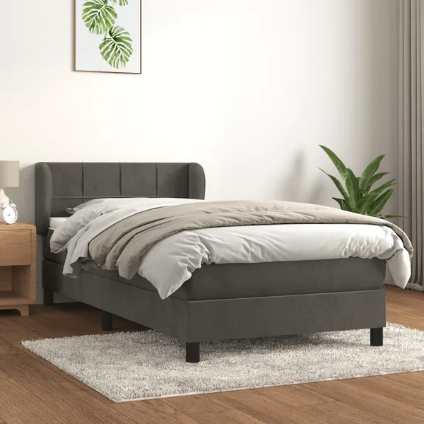 Sommier à lattes de lit avec matelas Gris foncé 100x200 cm