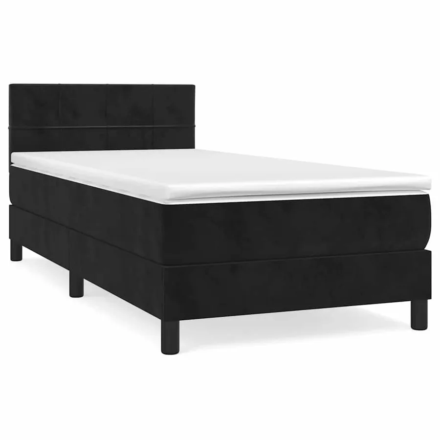 Sommier à lattes de lit avec matelas Noir 90x190 cm Velours - 2