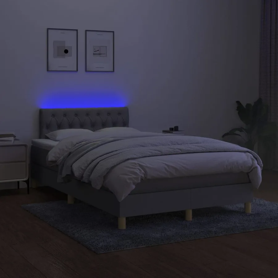 Sommier à lattes de lit matelas LED Gris clair 120x200 cm Tissu - 4