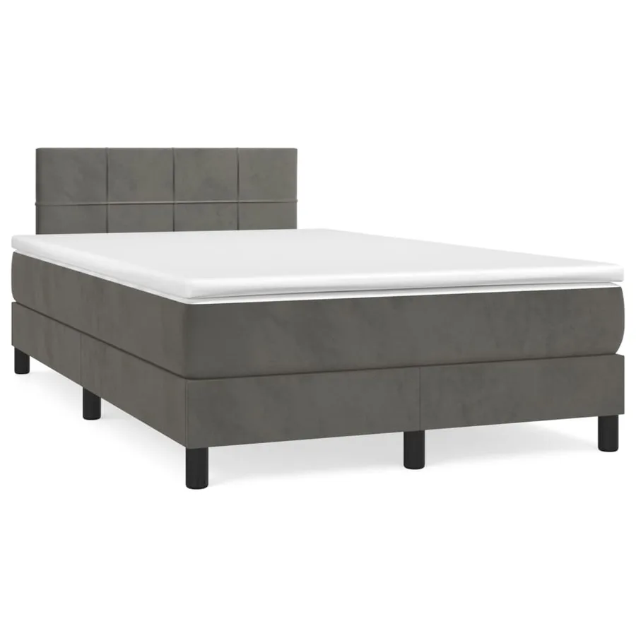 Sommier à lattes de lit et matelas Gris foncé 120x200cm Velours - 2
