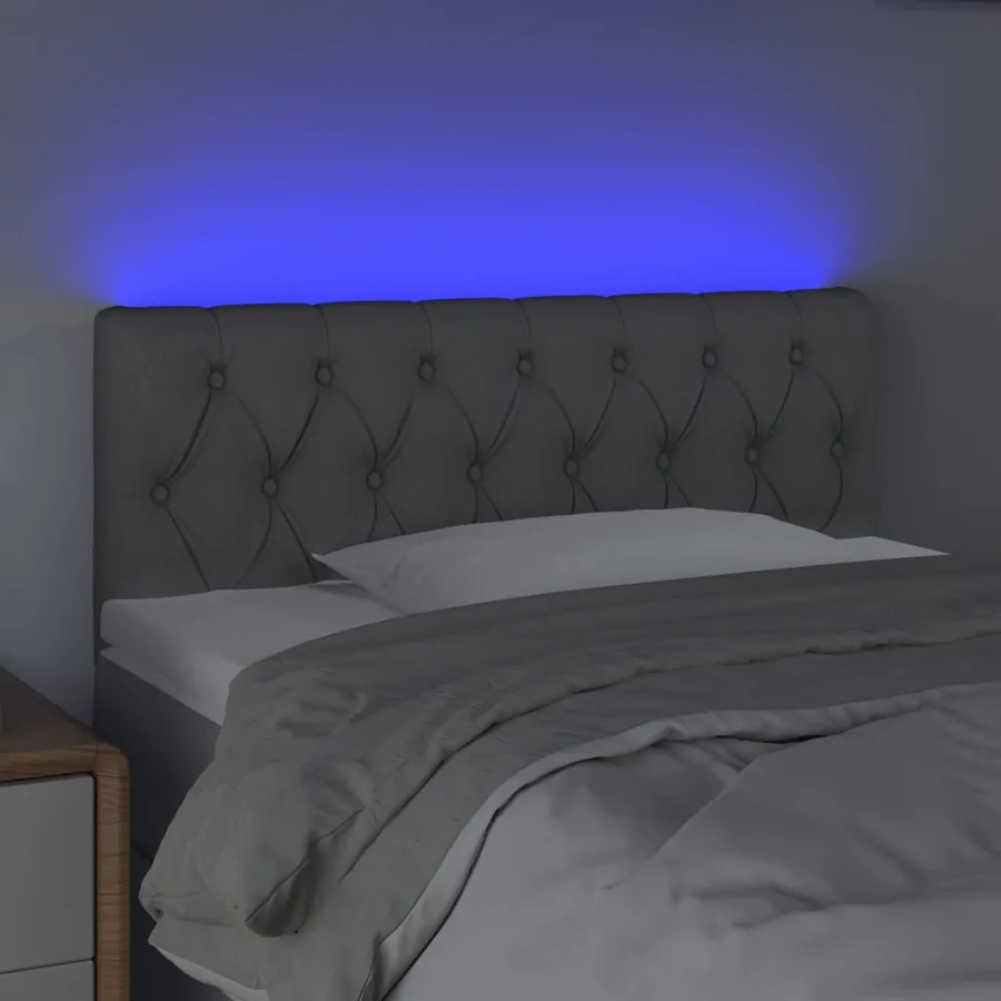 Tête de lit à LED Gris clair 100x7x78/88 cm Tissu - 3