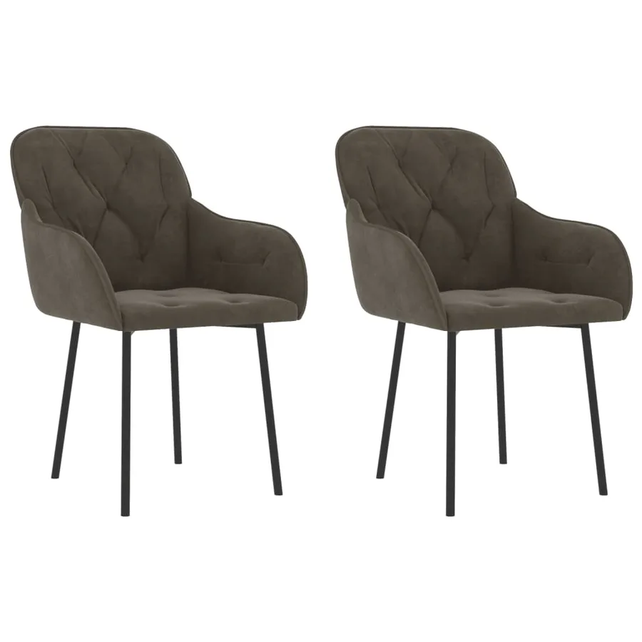 Chaises à manger lot de 2 Gris foncé Velours - 2