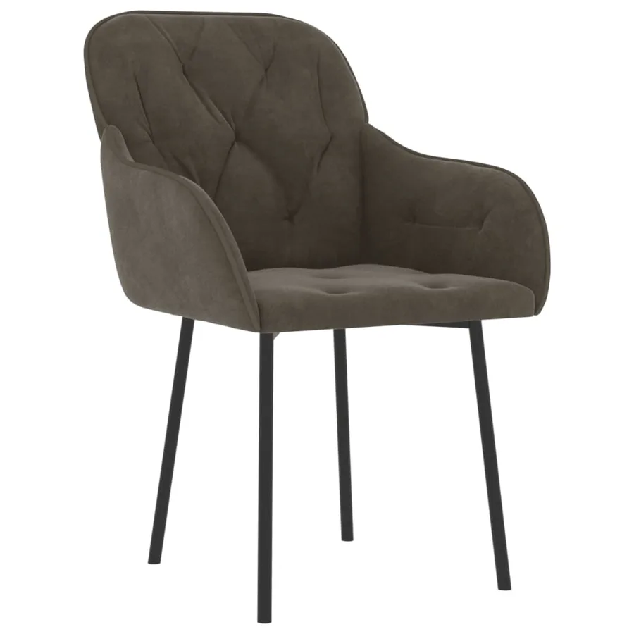 Chaises à manger lot de 2 Gris foncé Velours - 3