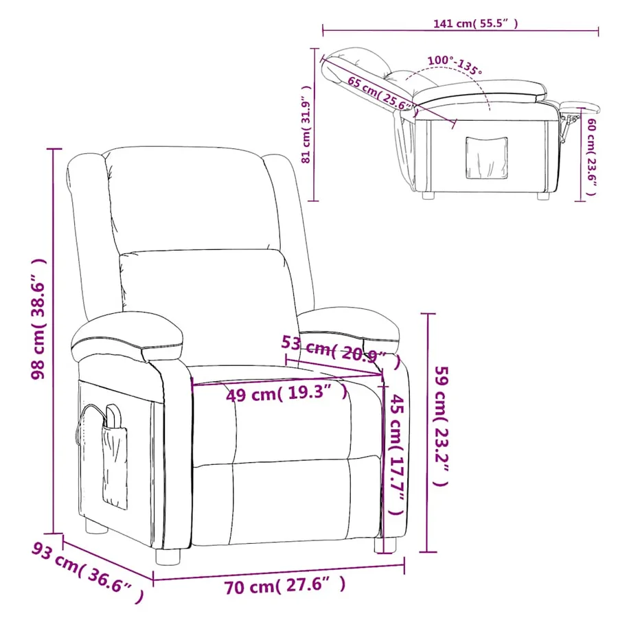 Fauteuil de massage gris clair velours - 11