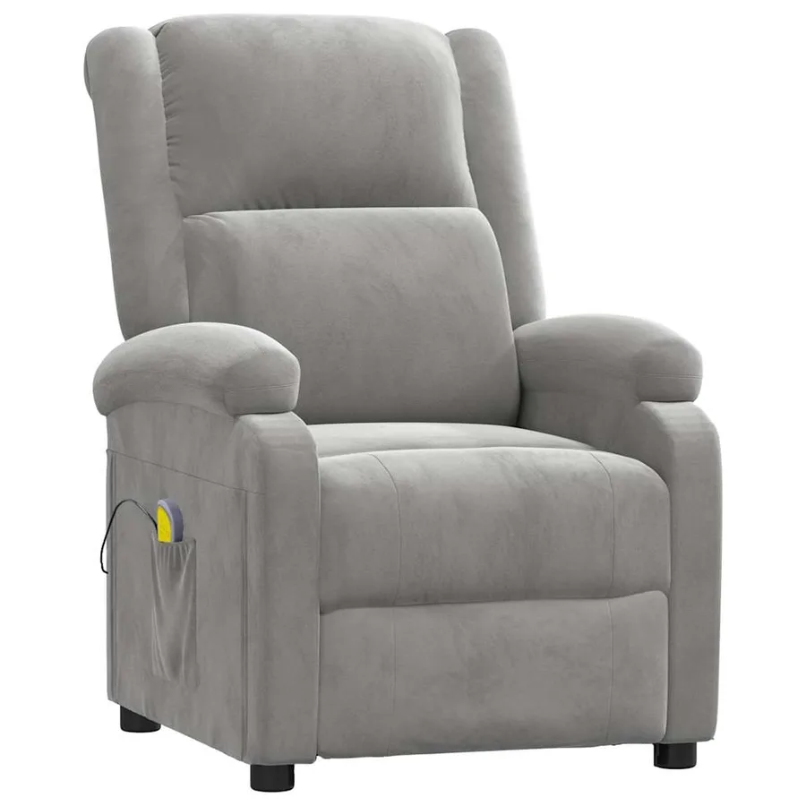 Fauteuil de massage gris clair velours - 2