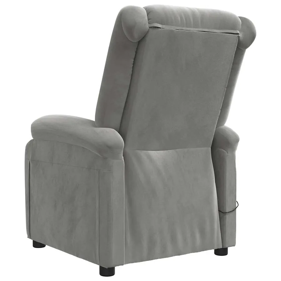 Fauteuil de massage gris clair velours - 5