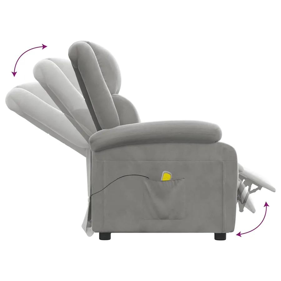 Fauteuil de massage gris clair velours - 6