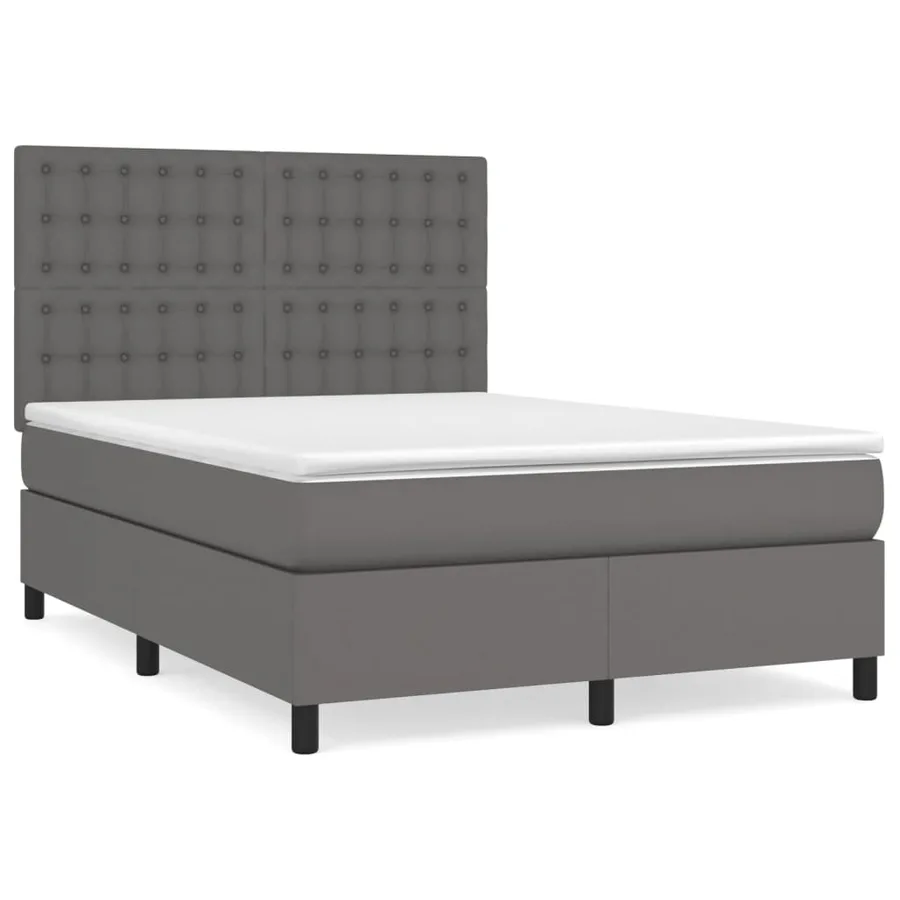 Sommier à lattes de lit avec matelas Gris 140x200 cm Similicuir - 2