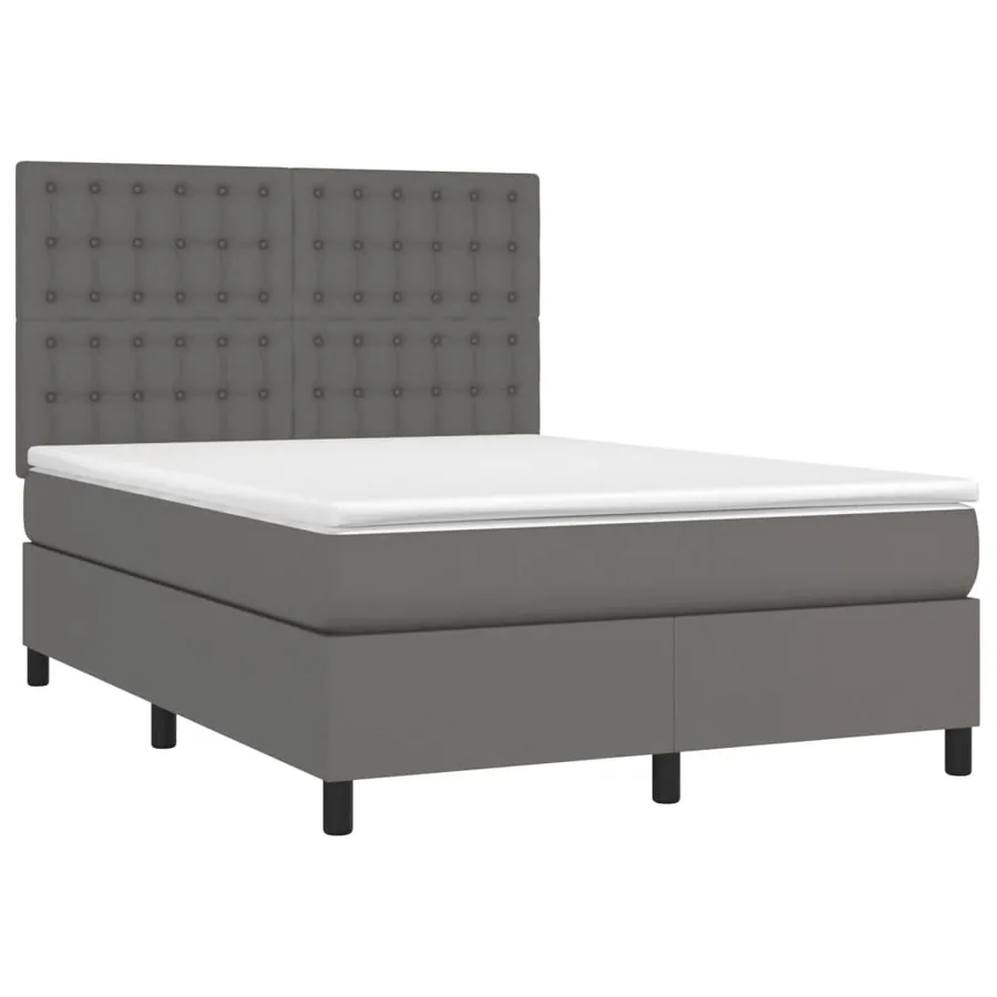 Sommier à lattes de lit avec matelas Gris 140x200 cm Similicuir - 3