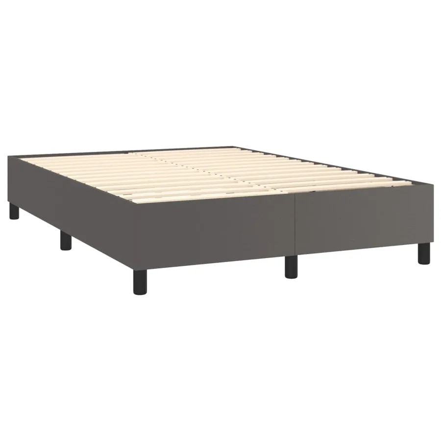 Sommier à lattes de lit avec matelas Gris 140x200 cm Similicuir - 4