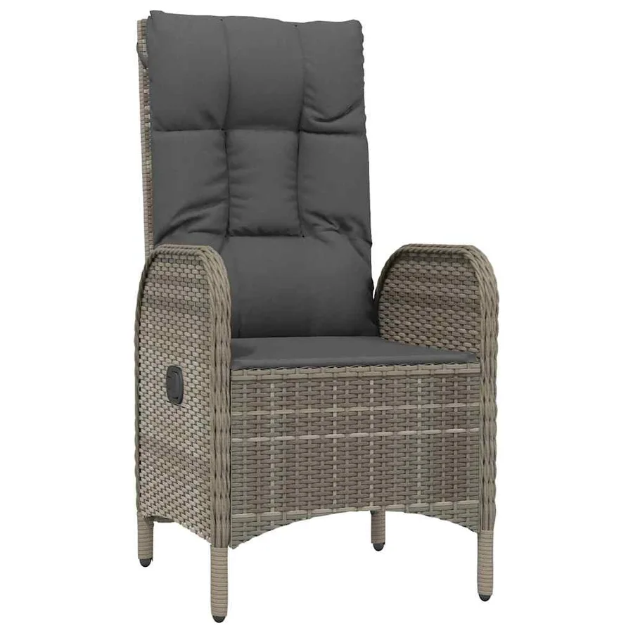 Ensemble à manger de jardin coussins 5 pcs noir et gris - 6