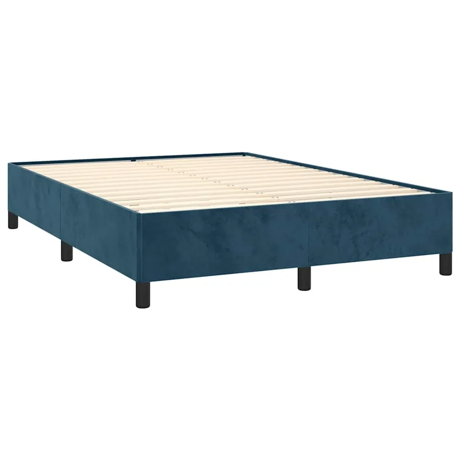 Cadre de lit sans matelas bleu foncé 140x190 cm velours - 4