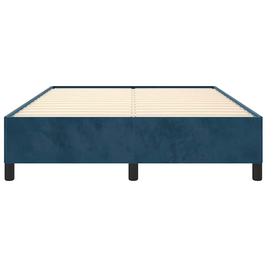 Cadre de lit sans matelas bleu foncé 140x190 cm velours - 5