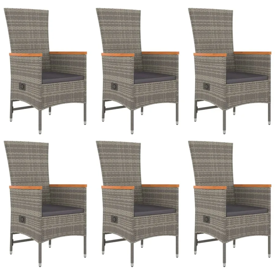 Ensemble à manger de jardin et coussins 7 pcs gris rotin - 4