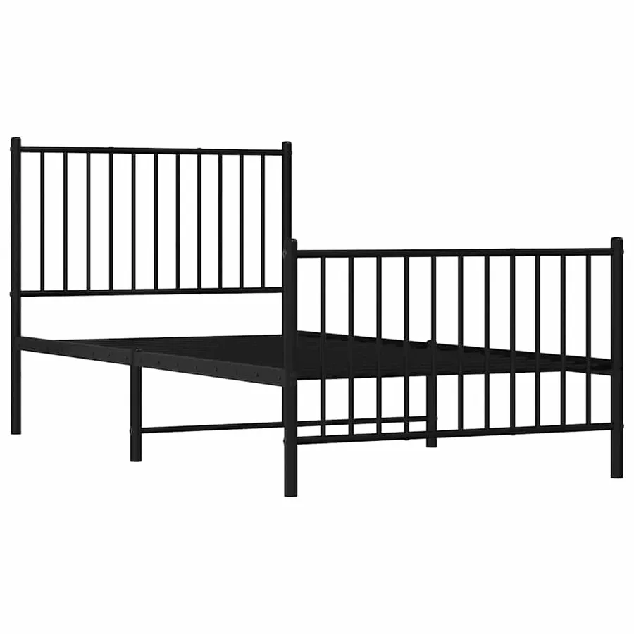 Cadre de lit métal sans matelas avec pied de lit noir 90x190 cm - 3