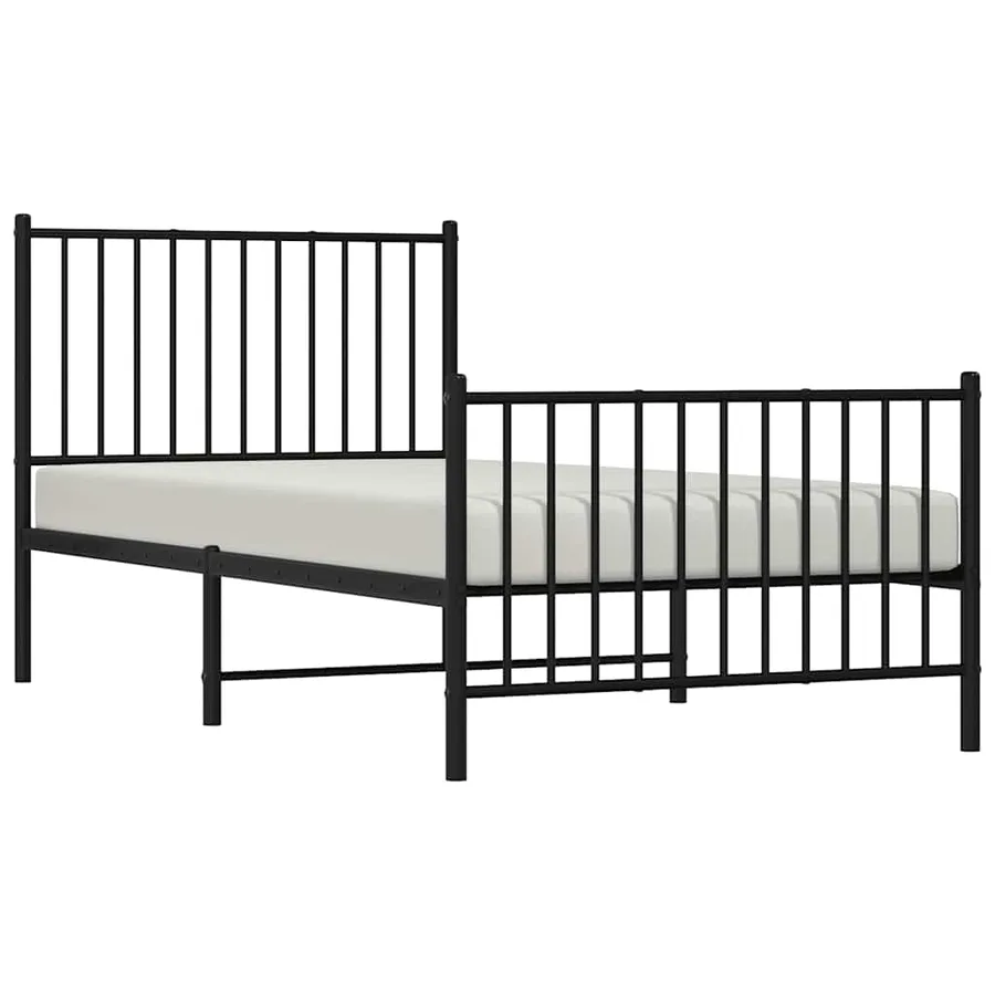 Cadre de lit métal sans matelas avec pied de lit noir 90x190 cm - 4