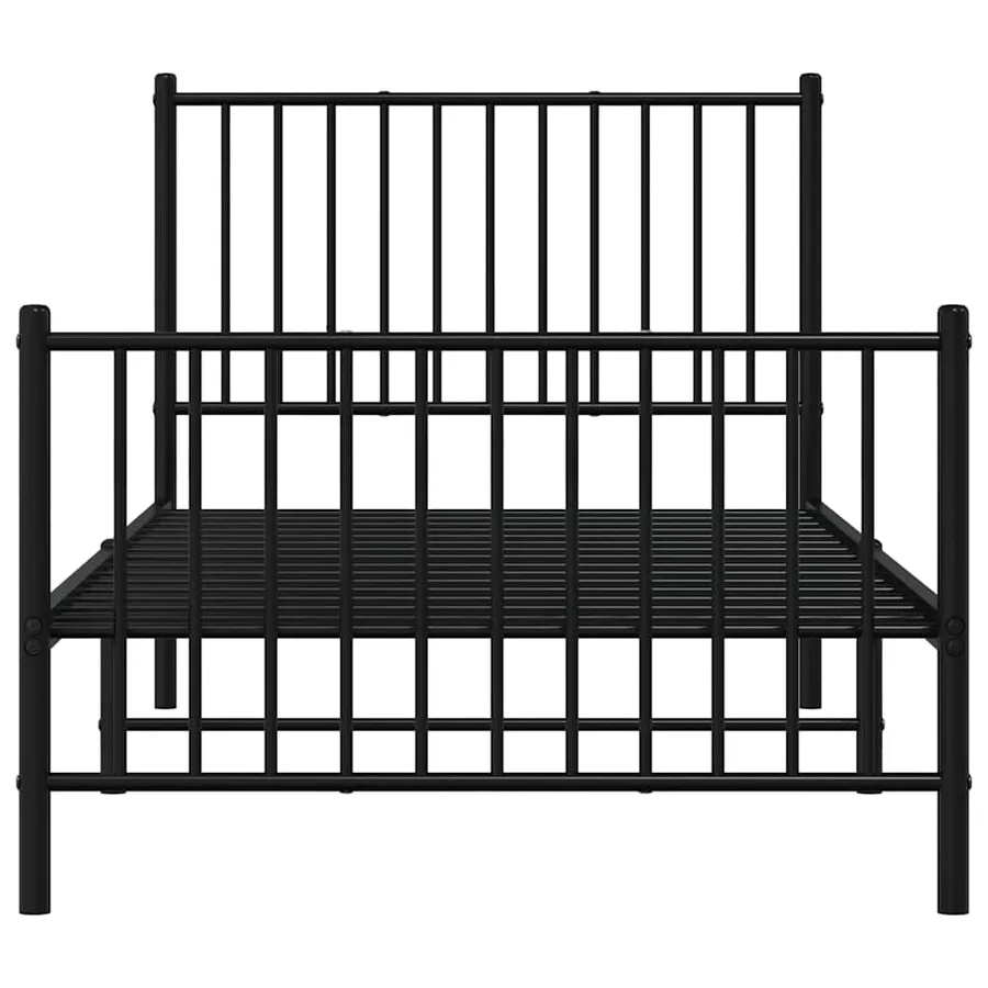 Cadre de lit métal sans matelas avec pied de lit noir 90x190 cm - 5