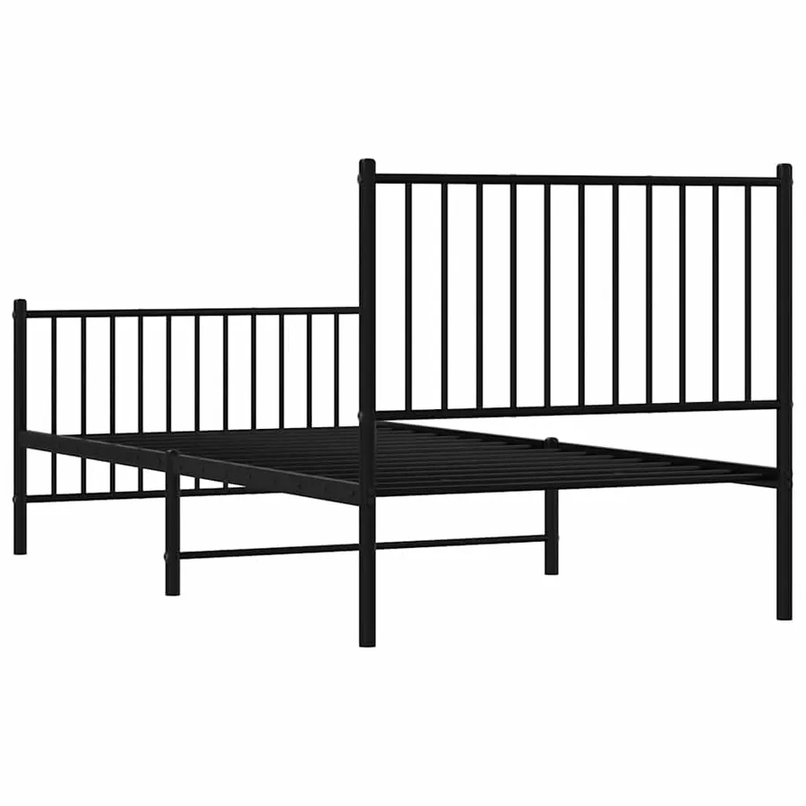 Cadre de lit métal sans matelas avec pied de lit noir 90x190 cm - 7