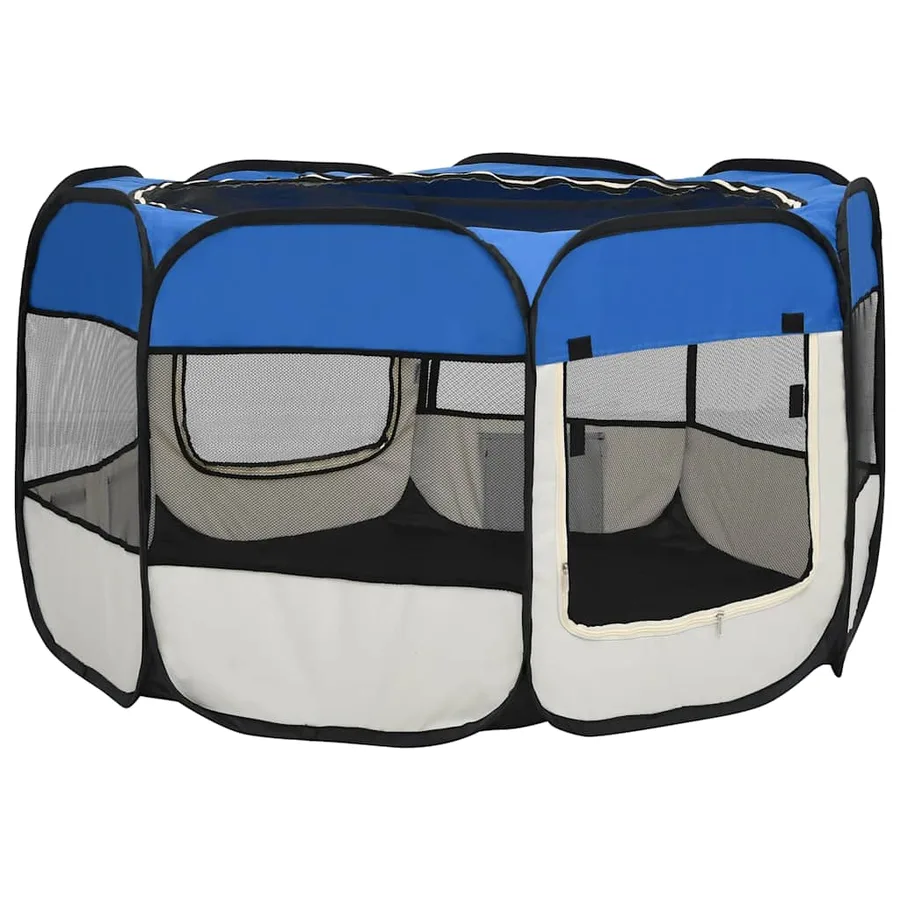 Parc pliable pour chien avec sac de transport Bleu 110x110x58cm - 13