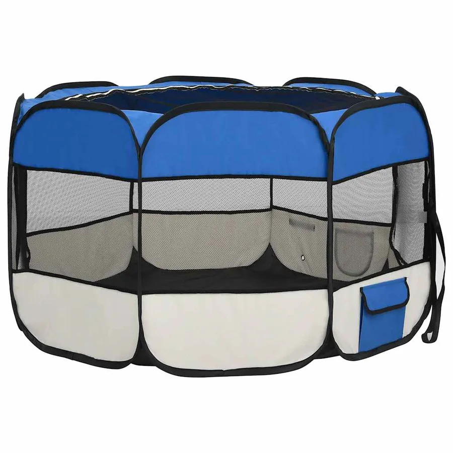 Parc pliable pour chien avec sac de transport Bleu 110x110x58cm - 4
