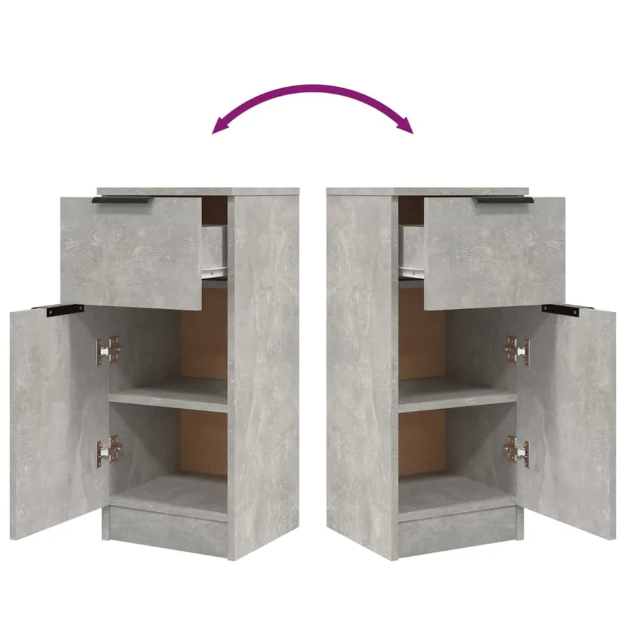 Buffets 2 pcs Gris béton 30x30x70 cm Bois d'ingénierie - 10