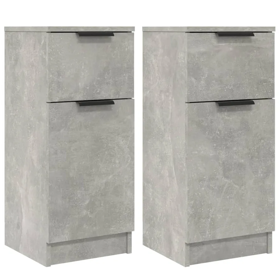 Buffets 2 pcs Gris béton 30x30x70 cm Bois d'ingénierie - 2