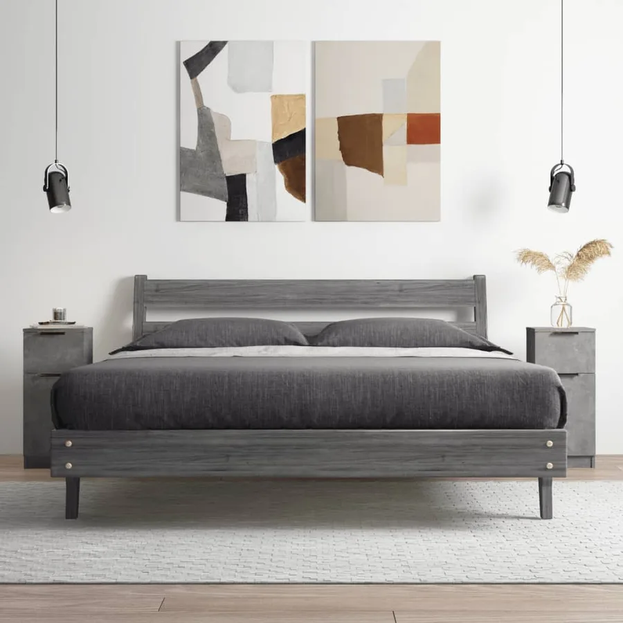 Buffets 2 pcs Gris béton 30x30x70 cm Bois d'ingénierie - 3