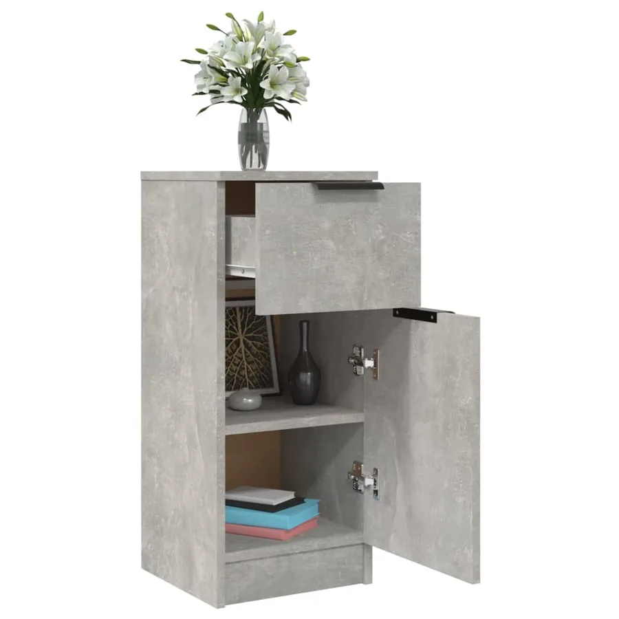 Buffets 2 pcs Gris béton 30x30x70 cm Bois d'ingénierie - 9