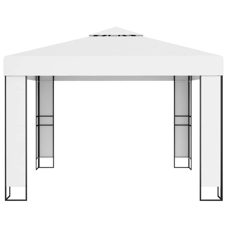 Tonnelle avec double toit et lumières LED 3x3 m Blanc - 4